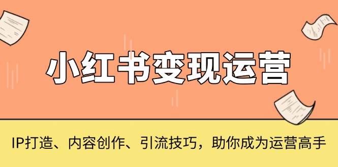 小红书变现运营，IP打造、内容创作、引流技巧，助你成为运营高手跨境课程-外贸教程-精品网课-电商运营课库课堂