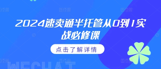 2024速卖通半托管从0到1实战必修课，掌握通投广告打法、熟悉速卖通半托管的政策细节跨境课程-外贸教程-精品网课-电商运营课库课堂