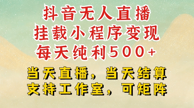 抖音无人直播挂载小程序变现每天纯利500+当天直播，当天结算支持工作室，可矩阵跨境课程-外贸教程-精品网课-电商运营课库课堂