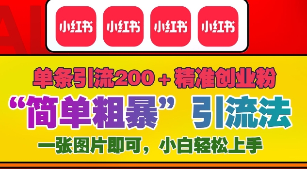 12月底小红书”简单粗暴“引流法，单条引流200+精准创业粉跨境课程-外贸教程-精品网课-电商运营课库课堂