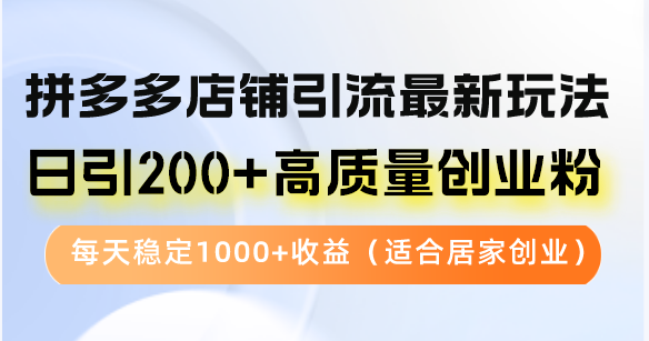 拼多多店铺引流最新玩法，日引200+高质量创业粉，每天稳定1000+收益（…跨境课程-外贸教程-精品网课-电商运营课库课堂