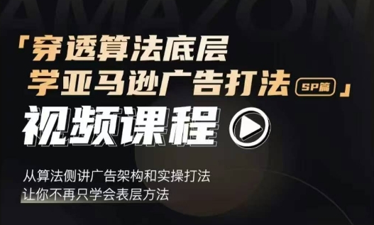穿透算法底层，学亚马逊广告打法SP篇，从算法侧讲广告架构和实操打法，让你不再只学会表层方法跨境课程-外贸教程-精品网课-电商运营课库课堂