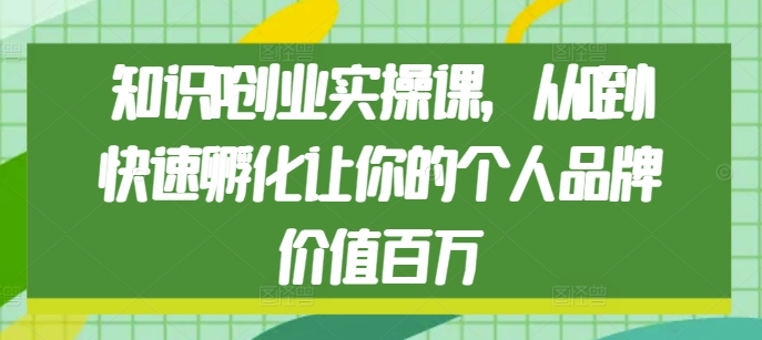 知识IP创业实操课，从0到1快速孵化让你的个人品牌价值百万跨境课程-外贸教程-精品网课-电商运营课库课堂