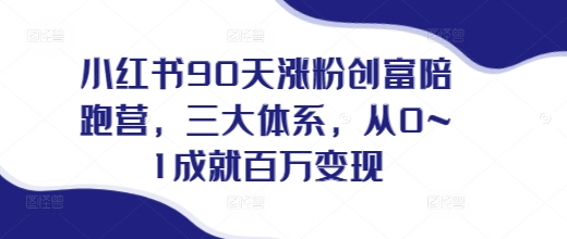 小红书90天涨粉创富陪跑营，​三大体系，从0~1成就百万变现，做小红书的最后一站跨境课程-外贸教程-精品网课-电商运营课库课堂