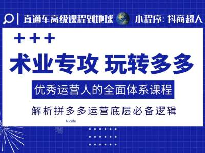 术业专攻玩转多多，优秀运营人的全面体系课程，解析拼多多运营底层必备逻辑跨境课程-外贸教程-精品网课-电商运营课库课堂