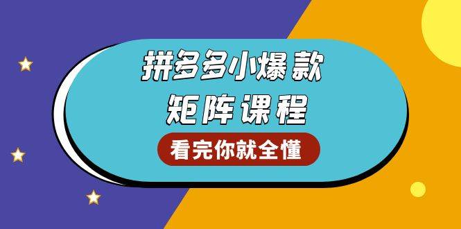 拼多多爆款矩阵课程：教你测出店铺爆款，优化销量，提升GMV，打造爆款群跨境课程-外贸教程-精品网课-电商运营课库课堂