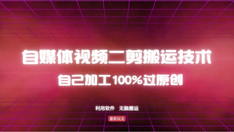 详细教你自媒体视频二剪搬运技术,自己加工100%过原创,无脑搬运跨境课程-外贸教程-精品网课-电商运营课库课堂