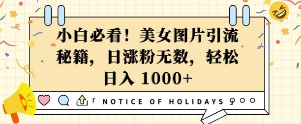 小白必看，美女图片引流秘籍，日涨粉无数，轻松日入几张跨境课程-外贸教程-精品网课-电商运营课库课堂