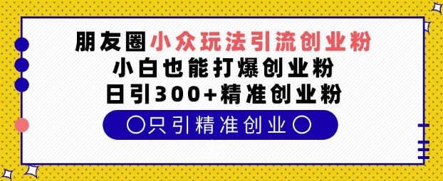 朋友圈小众玩法引流创业粉，小白也能打爆创业粉，日引300+精准创业粉跨境课程-外贸教程-精品网课-电商运营课库课堂