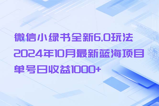 微信小绿书全新6.0玩法，2024年10月最新蓝海项目，单号日收益1000+跨境课程-外贸教程-精品网课-电商运营课库课堂