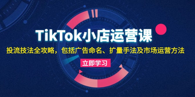 TikTok小店运营课：投流技法全攻略，包括广告命名 扩量手法及市场运营方法跨境课程-外贸教程-精品网课-电商运营课库课堂