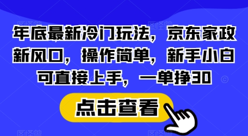 年底最新冷门玩法，京东家政新风口，操作简单，新手小白可直接上手，一单挣30跨境课程-外贸教程-精品网课-电商运营课库课堂