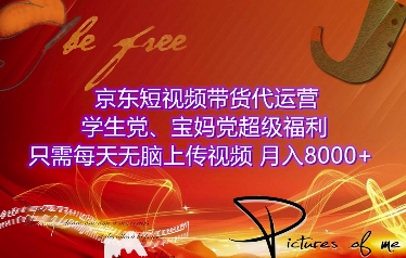 京东短视频带货代运营，学生党、宝妈党超级福利，只需每天无脑上传视频，月入8000+【仅揭秘】跨境课程-外贸教程-精品网课-电商运营课库课堂