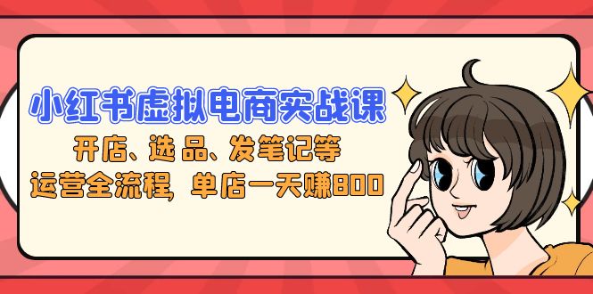 小红书虚拟电商实战课：开店、选品、发笔记等运营全流程，单店一天赚800跨境课程-外贸教程-精品网课-电商运营课库课堂