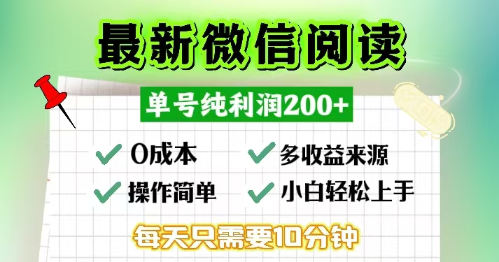 微信阅读最新玩法，每天十分钟，单号一天200+，简单0零成本，当日提现跨境课程-外贸教程-精品网课-电商运营课库课堂