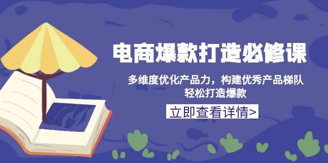 电商爆款打造必修课：多维度优化产品力，构建优秀产品梯队，轻松打造爆款跨境课程-外贸教程-精品网课-电商运营课库课堂