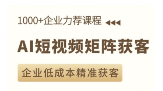AI短视频矩阵获客实操课，企业低成本精准获客跨境课程-外贸教程-精品网课-电商运营课库课堂