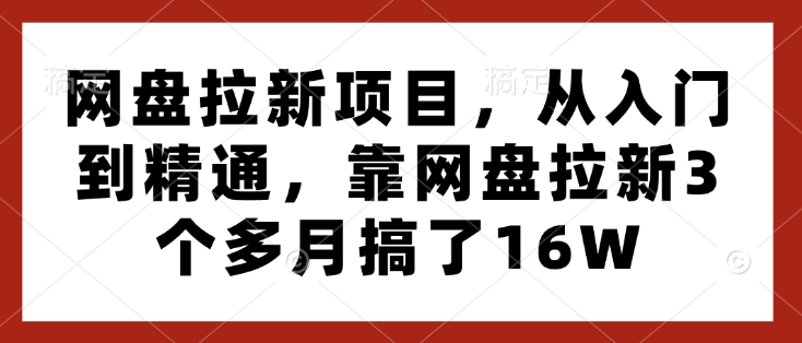 网盘拉新项目，从入门到精通，靠网盘拉新3个多月搞了16W跨境课程-外贸教程-精品网课-电商运营课库课堂