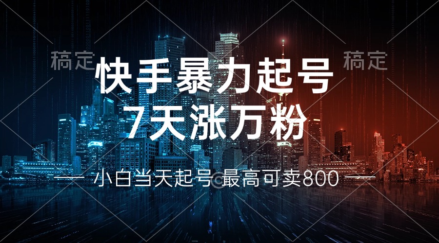 快手暴力起号，7天涨万粉，小白当天起号 多种变现方式，账号回收，单月…跨境课程-外贸教程-精品网课-电商运营课库课堂