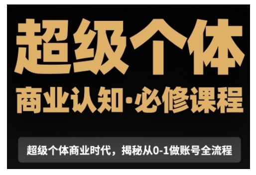 超级个体商业认知觉醒视频课，商业认知·必修课程揭秘从0-1账号全流程跨境课程-外贸教程-精品网课-电商运营课库课堂