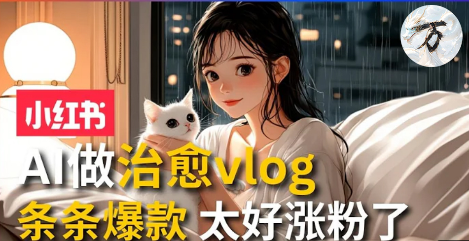 AI治愈系vlog动画视频，小红书1个月轻松涨粉破万，商单报价1500+日入2000+跨境课程-外贸教程-精品网课-电商运营课库课堂