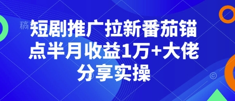 短剧推广拉新番茄锚点半月收益1万+大佬分享实操跨境课程-外贸教程-精品网课-电商运营课库课堂