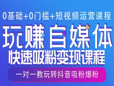 0基础+0门槛+短视频运营课程，玩赚自媒体快速吸粉变现课程，一对一教玩转抖音吸粉爆粉跨境课程-外贸教程-精品网课-电商运营课库课堂