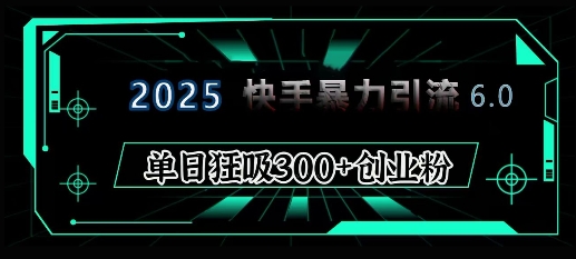 2025年快手6.0保姆级教程震撼来袭，单日狂吸300+精准创业粉跨境课程-外贸教程-精品网课-电商运营课库课堂