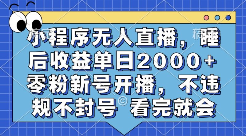 小程序无人直播，睡后收益单日2000+ 零粉新号开播，不违规不封号 看完就会跨境课程-外贸教程-精品网课-电商运营课库课堂