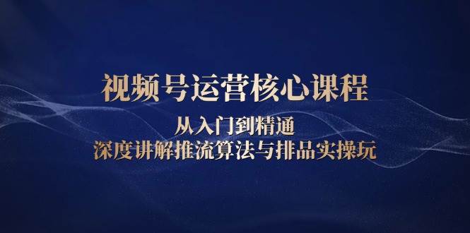 视频号运营核心课程，从入门到精通，深度讲解推流算法与排品实操玩跨境课程-外贸教程-精品网课-电商运营课库课堂