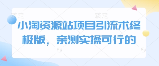 小淘资源站项目引流术终极版，亲测实操可行的跨境课程-外贸教程-精品网课-电商运营课库课堂
