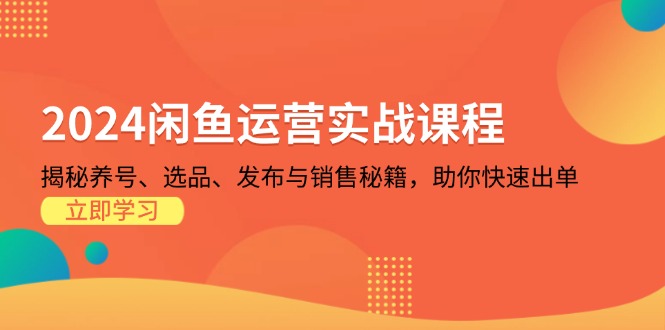 2024闲鱼运营实战课程：揭秘养号、选品、发布与销售秘籍，助你快速出单跨境课程-外贸教程-精品网课-电商运营课库课堂