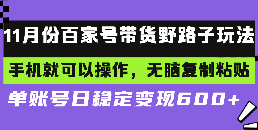 百家号带货野路子玩法 手机就可以操作，无脑复制粘贴 单账号日稳定变现…跨境课程-外贸教程-精品网课-电商运营课库课堂