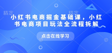 小红书电商掘金课，小红书电商项目玩法全流程拆解跨境课程-外贸教程-精品网课-电商运营课库课堂