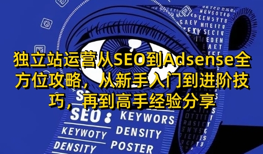 独立站运营从SEO到Adsense全方位攻略，从新手入门到进阶技巧，再到高手经验分享跨境课程-外贸教程-精品网课-电商运营课库课堂