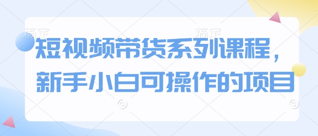 短视频带货系列课程，新手小白可操作的项目跨境课程-外贸教程-精品网课-电商运营课库课堂
