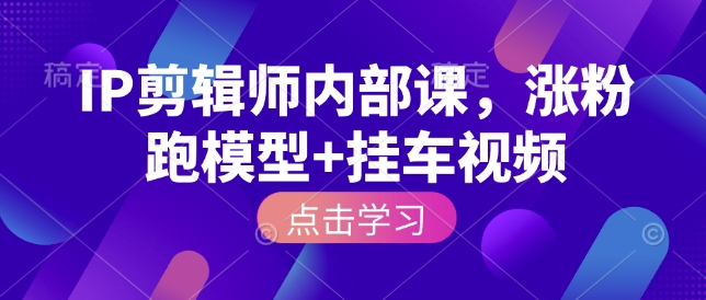 IP剪辑师内部课，涨粉跑模型+挂车视频跨境课程-外贸教程-精品网课-电商运营课库课堂