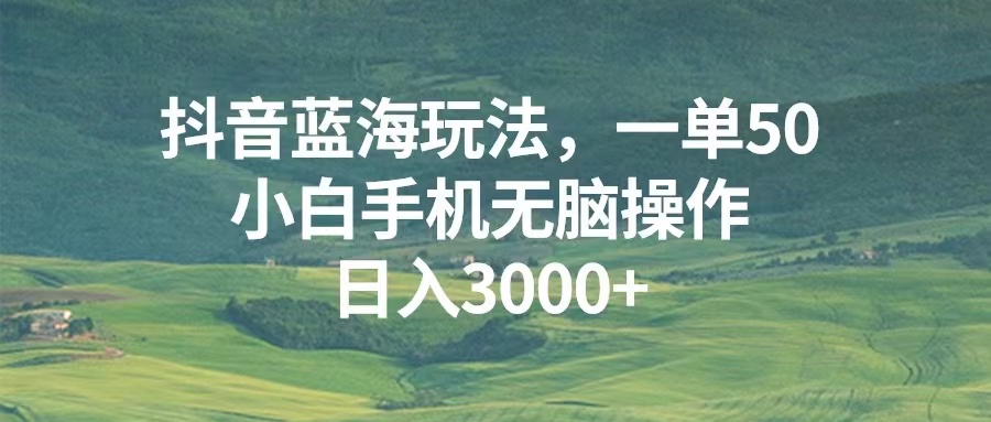 抖音蓝海玩法，一单50，小白手机无脑操作，日入3000+跨境课程-外贸教程-精品网课-电商运营课库课堂