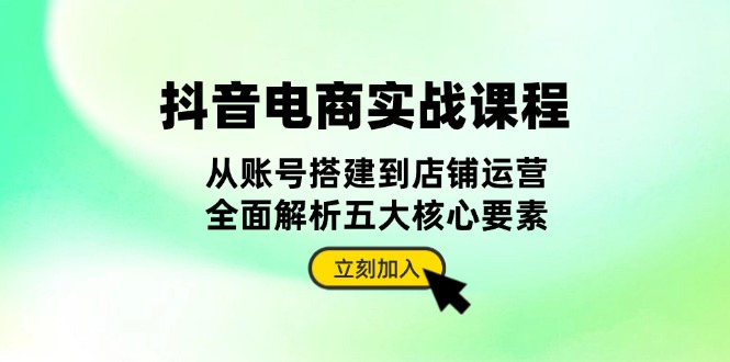 抖音 电商实战课程：从账号搭建到店铺运营，全面解析五大核心要素跨境课程-外贸教程-精品网课-电商运营课库课堂