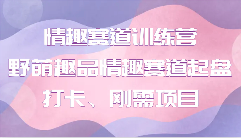 情趣赛道训练营 野萌趣品情趣赛道起盘打卡、刚需项目跨境课程-外贸教程-精品网课-电商运营课库课堂