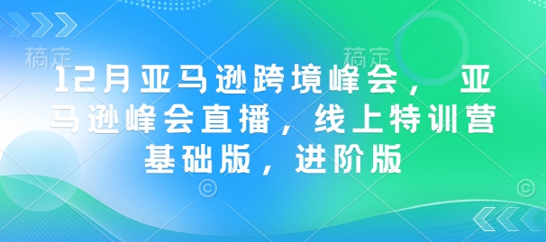 12月亚马逊跨境峰会， 亚马逊峰会直播，线上特训营基础版，进阶版跨境课程-外贸教程-精品网课-电商运营课库课堂