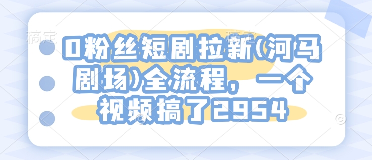 0粉丝短剧拉新(河马剧场)全流程，一个视频搞了2954跨境课程-外贸教程-精品网课-电商运营课库课堂