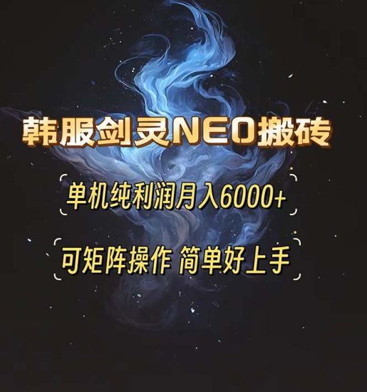 韩服剑灵NEO搬砖攻略，单机纯利润月入6000+ 可矩阵操作，简单好上手。跨境课程-外贸教程-精品网课-电商运营课库课堂