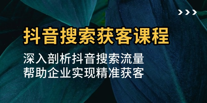 抖音搜索获客课程：深入剖析抖音搜索流量，帮助企业实现精准获客跨境课程-外贸教程-精品网课-电商运营课库课堂