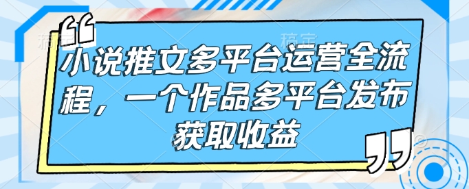 小说推文多平台运营全流程，一个作品多平台发布获取收益跨境课程-外贸教程-精品网课-电商运营课库课堂