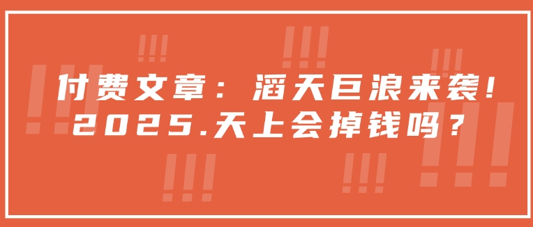 付费文章：滔天巨浪来袭！2025天上会掉钱吗？跨境课程-外贸教程-精品网课-电商运营课库课堂