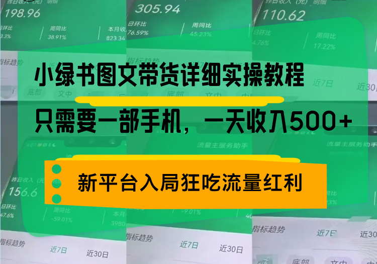 小绿书图文带货详细实操教程，只需要一部手机，一天收入500+，轻松变现跨境课程-外贸教程-精品网课-电商运营课库课堂