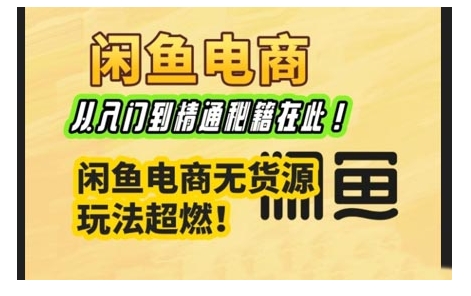 闲鱼电商实战课，从入门到精通秘籍在此，闲鱼电商无货源玩法超燃!跨境课程-外贸教程-精品网课-电商运营课库课堂
