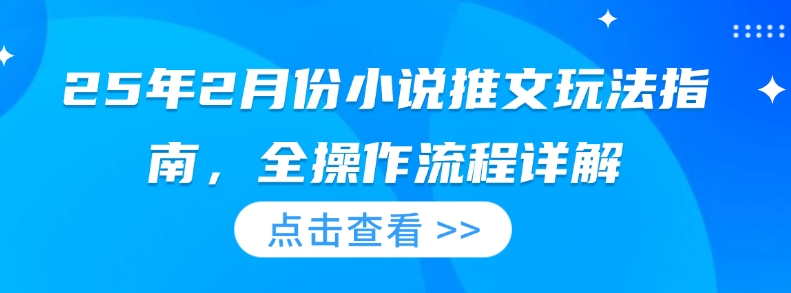25年2月份小说推文玩法指南，全操作流程详解跨境课程-外贸教程-精品网课-电商运营课库课堂