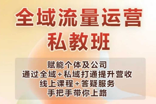 全域流量运营操盘课，赋能个体及公司通过全域+私域打通提升营收跨境课程-外贸教程-精品网课-电商运营课库课堂